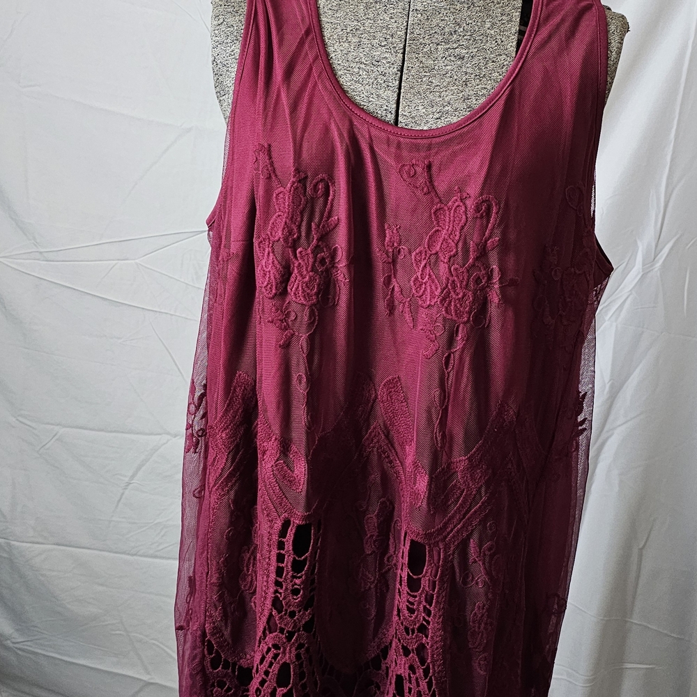 Lane Bryant Deep Red Lace Top